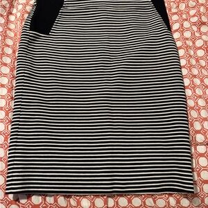 BCBGMaxAzria Black and White Striped Pencil Skirt